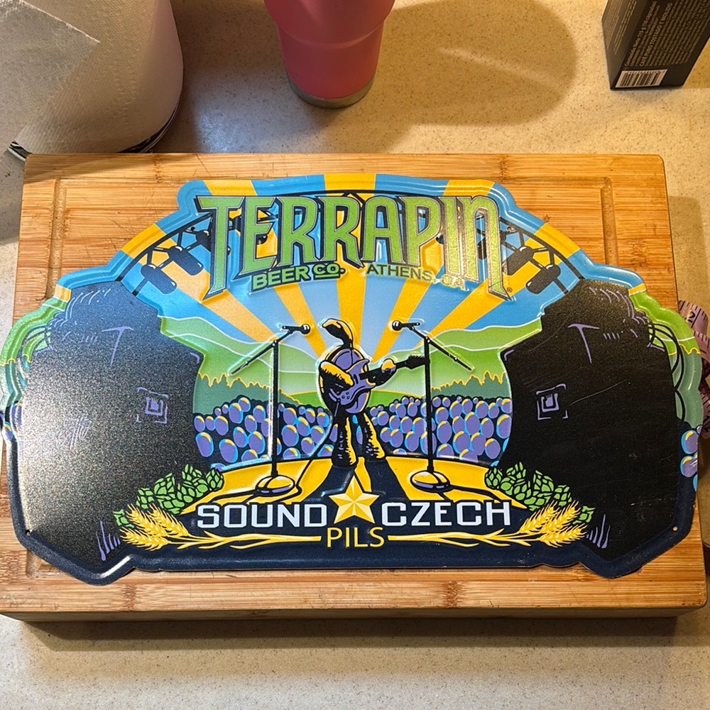 Terrapin Beer Co. Mixed Media Art with Blue and Yellow Accents- Sound Czech Pils